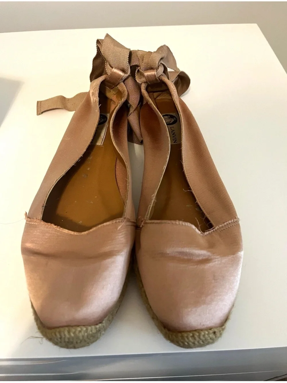 Lanvin Satin Espadrille Flats in Rose - size 39 - with box - collectible